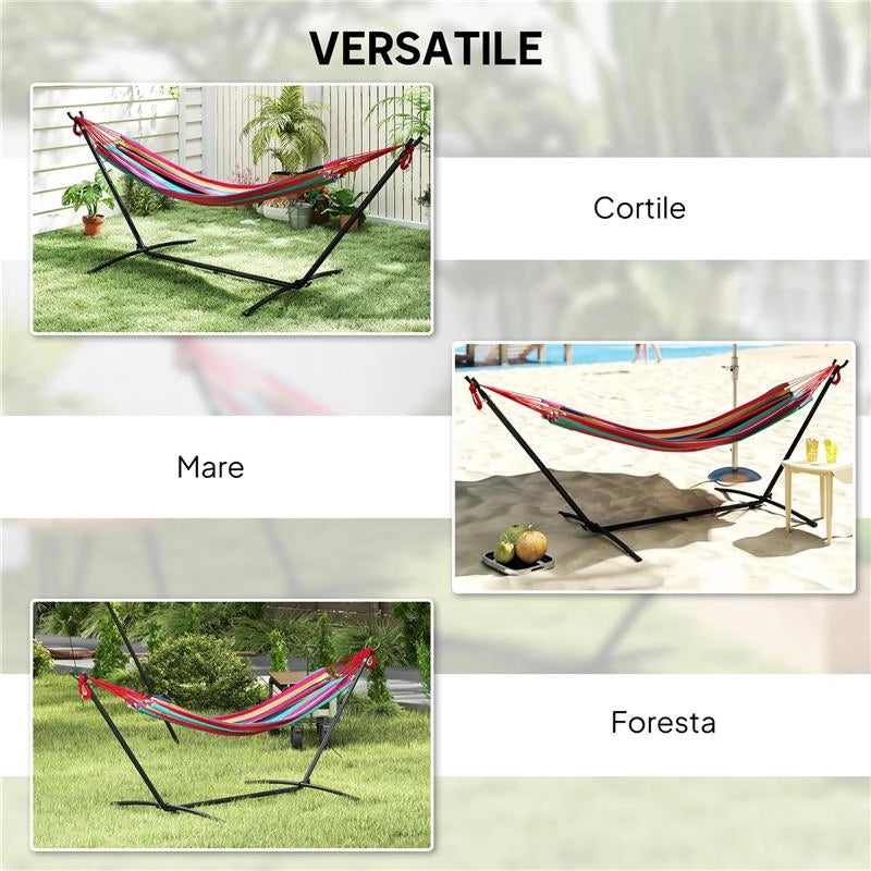AMACA AUTOPORTANTE CON SUPPORTO, ALTEZZA REGOLABILE E BORSA DI TRASPORTO, 310X117X105 CM, ROSSO