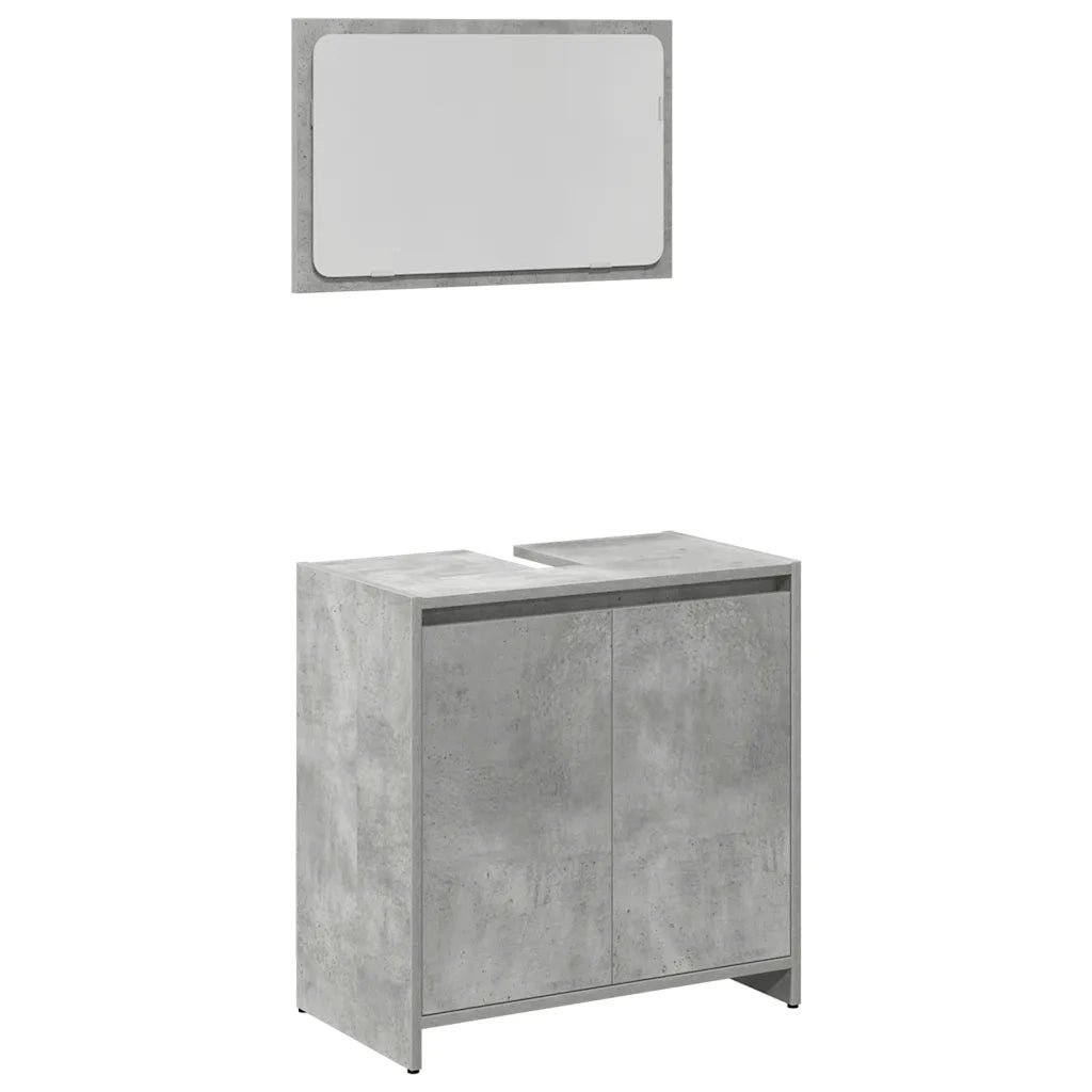 Set Mobili da Bagno 3 pz Grigio Cemento in Legno Multistrato 3324852