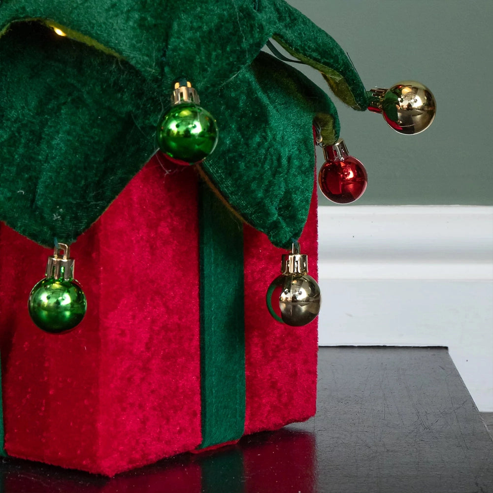 Albero di Natale Pieghevole 80 cm in Velluto Decoro Addobbo Vetrine Casa Negozi