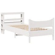 Letto singolo | Letto per adulti | Giroletto con Testiera Bianco 75x190 cm Legno Massello di Pino