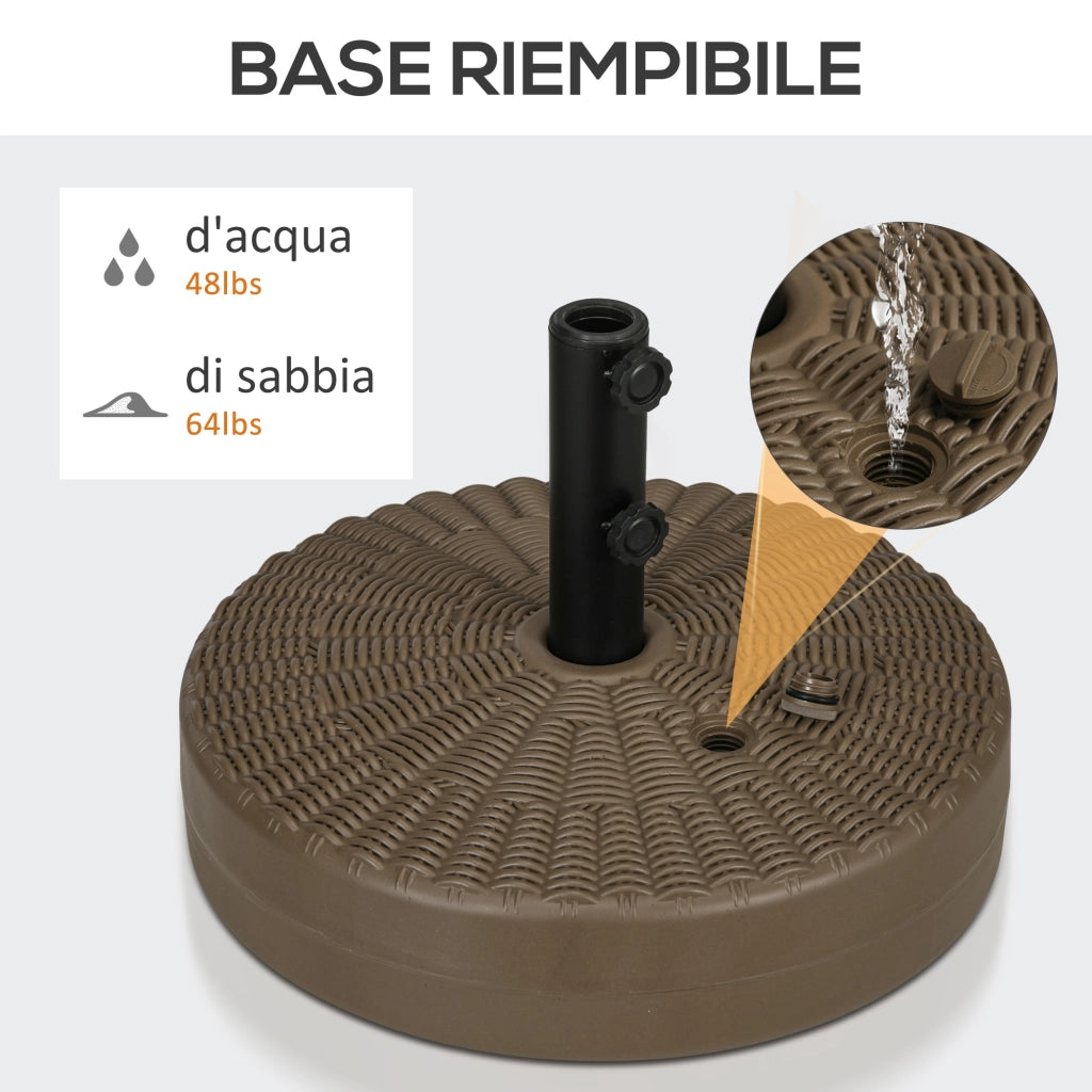 Base per Ombrellone con Manopole ¨C zephmum ¨C Marrone e Nero, HDPE e Acciaio, 51x36 cm
