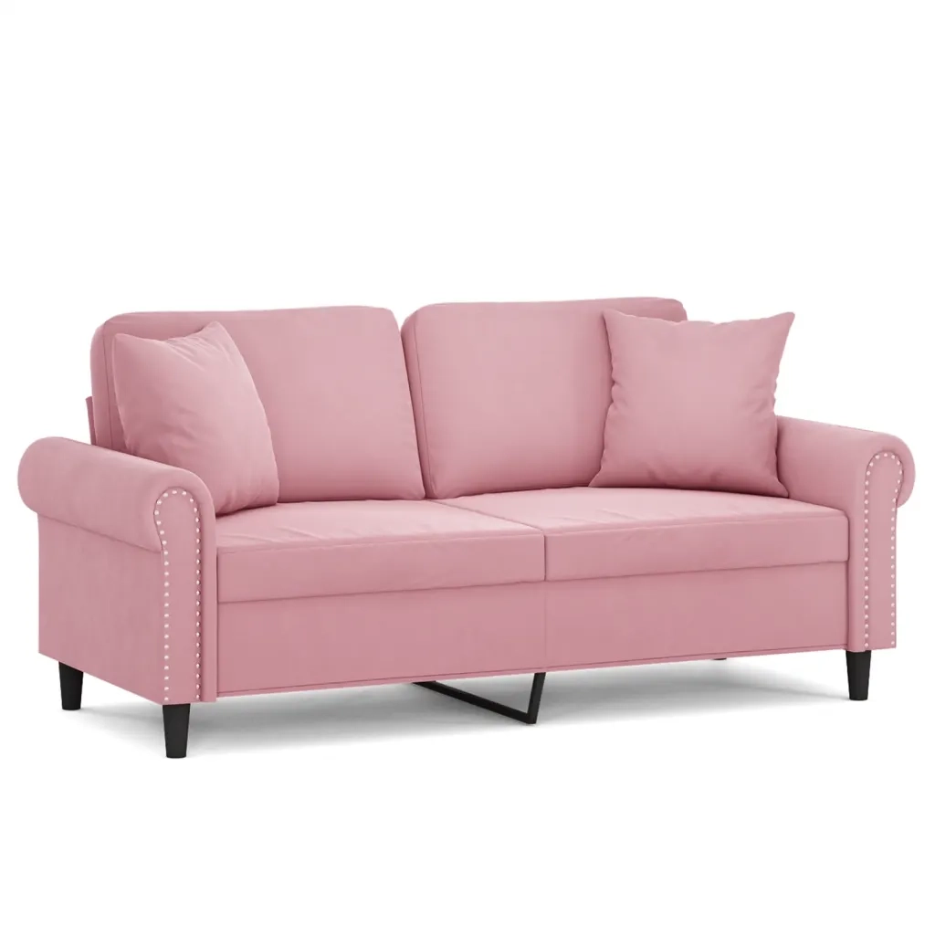 Divano a 2 Posti con Cuscini Rosa 140 cm in Vellutocod mxl 99140
