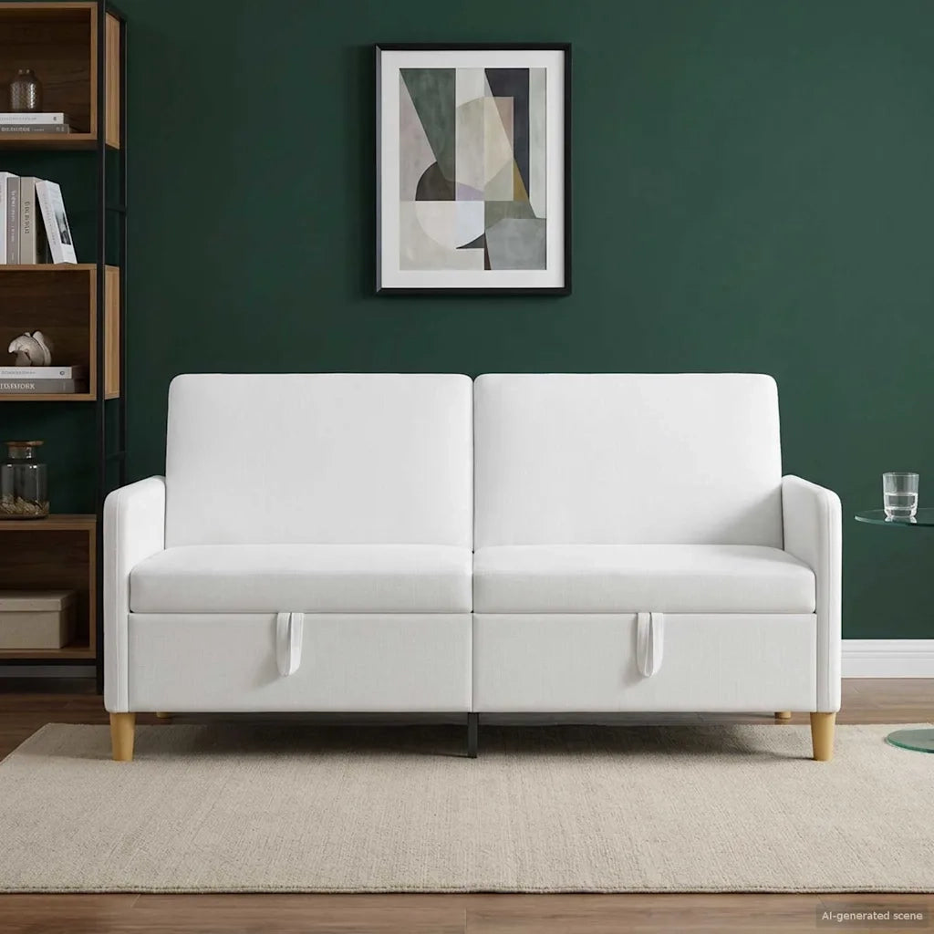 Divano con Storage Bianco 172 x 78 x 87 cm Poliestere 42036958