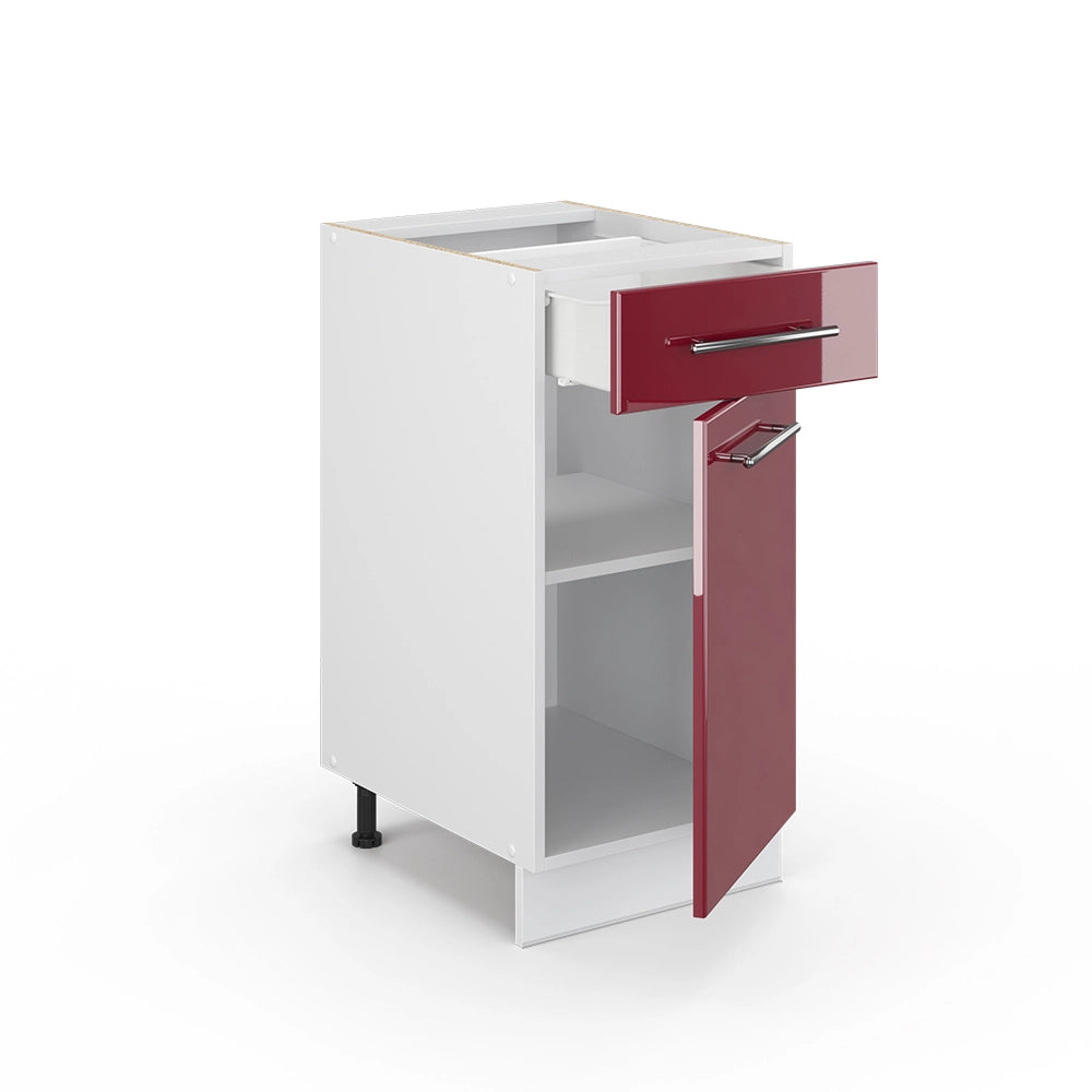 Mobiletto base per cucina Fame-Line Bordeaux lucido/Bianco 40 cm senza piano di lavoro Vicco