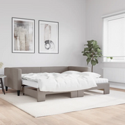 Divano Letto Estraibile con Materassi Tortora 100x200cm Tessuto 3196604