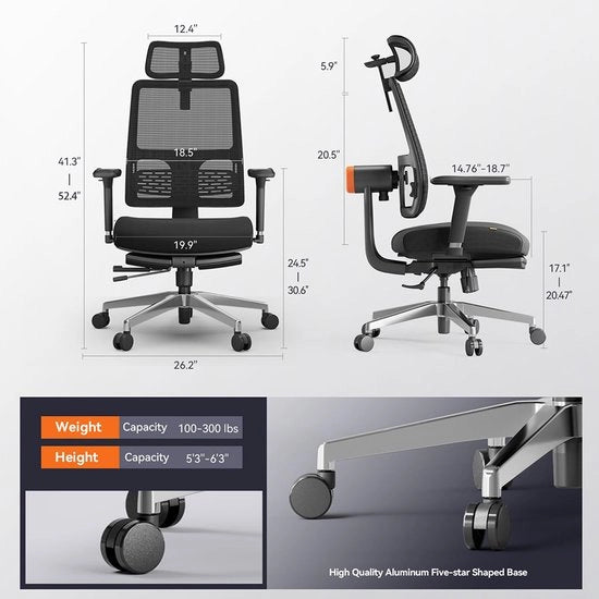 Sedia Ergonomica - Supporto alle Gambe - Sostegno Lombaro Adattabile - Supporto al Capo