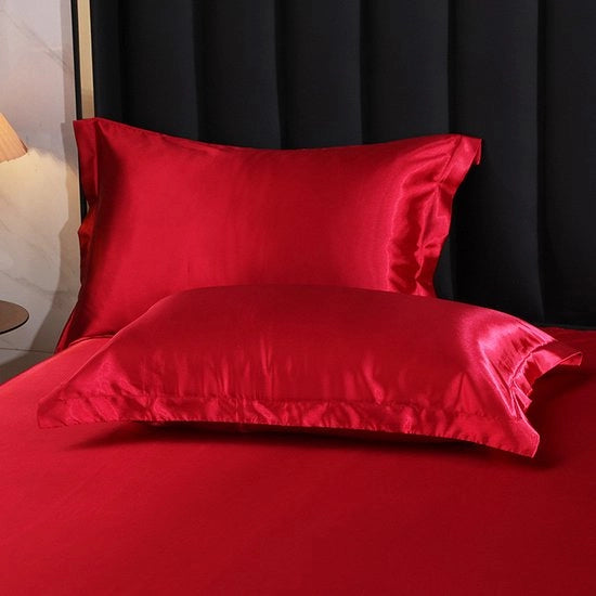 Set di cuscini in seta artificiale 2 pezzi - Seta artificiale liscia cuscini copertura - Cuscini copertura con bordo ampio - Pelle e capelli - Antibatterico e deodorante - Idoneo per pelle sensibile - Adatto a tutte le stagioni - 48x74cm