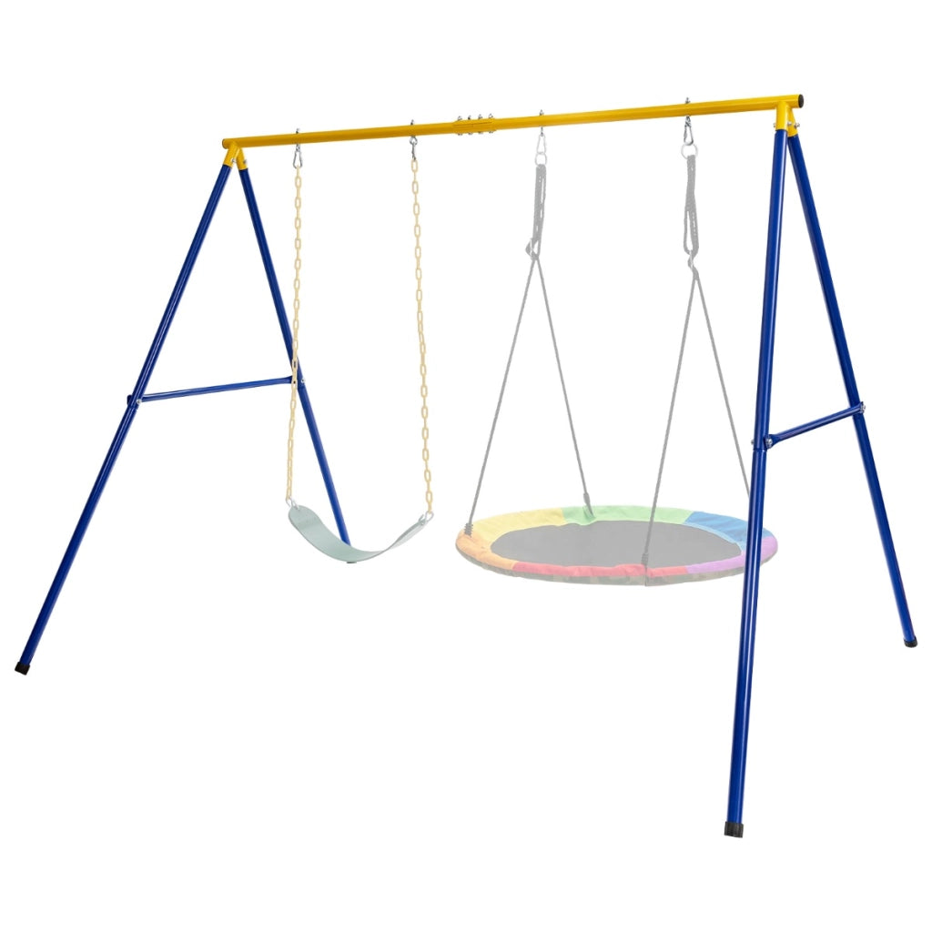 Set di 2 altalene con supporto in acciaio per bambini da 3 pezzi, Altalena elastica e a disco volante per parco-Altalene e dondoli