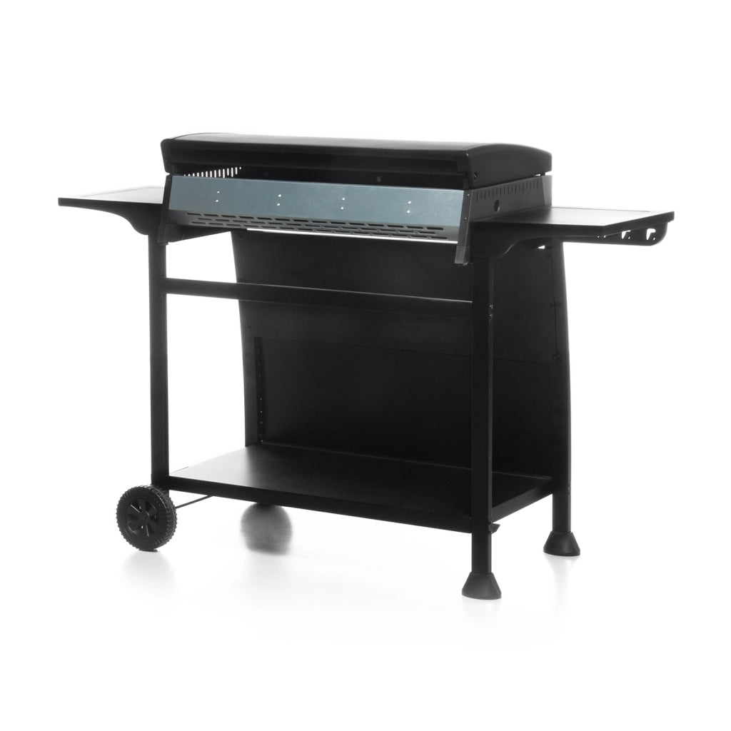 Piastra di Cottura Plancha a Gas 140x54,5x96 cm Potenza 10 kW con Coperchio in Acciaio Nero