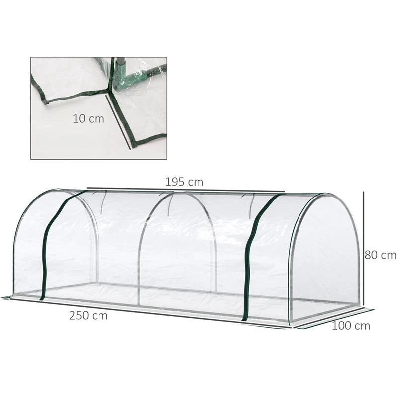 SERRA DA GIARDINO CON PORTE ANTERIORI A CERNIERA IN ACCIAIO E PVC 250 X100X80 CM