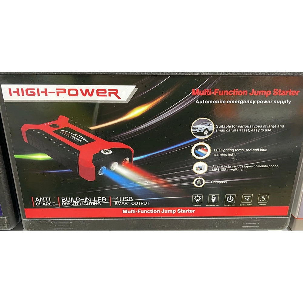 Trade Shop - Avviatore Di Emergenza Multifunzione Gonfiatore Per Pneumatici Auto 4 Porte Usb Torcia -
