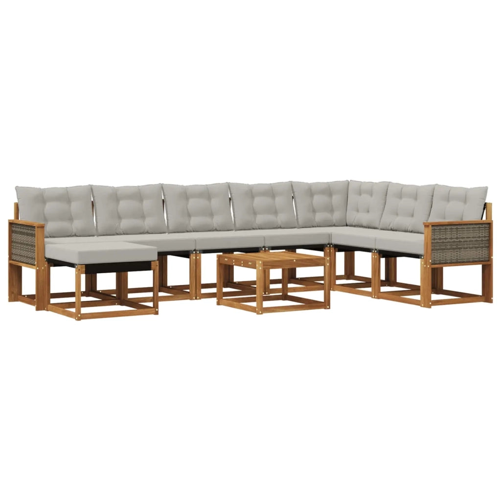 Set di divani da esterno 9 pz Naturale e Grigio chiaro 3382155