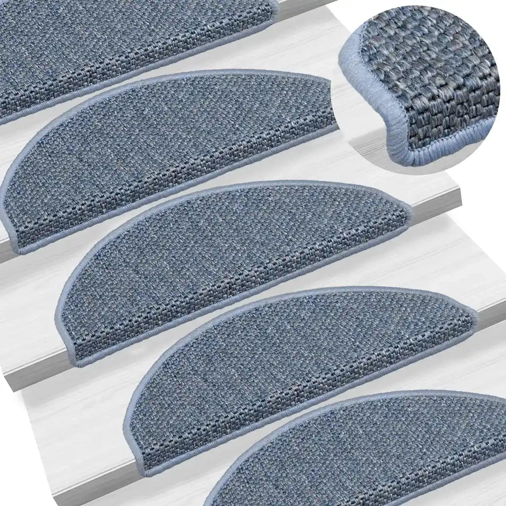 Tappeti Autoadesivi per Scale Aspetto Sisal 30 pz | Gradini per Scale 65x21x4 cm Blu