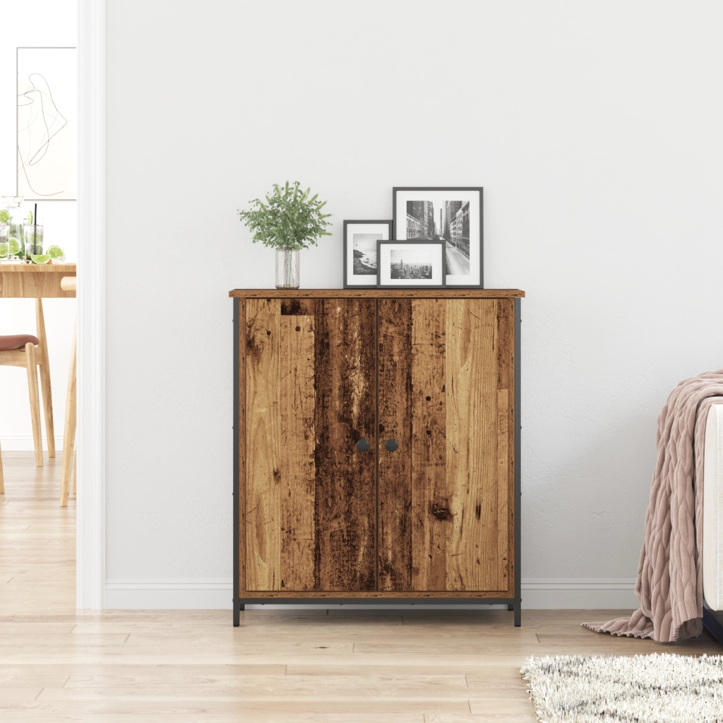 Buffet Sideboard Legno Vecchio 70x30x80 cm Legno Ingegnerizzato e Acciaio