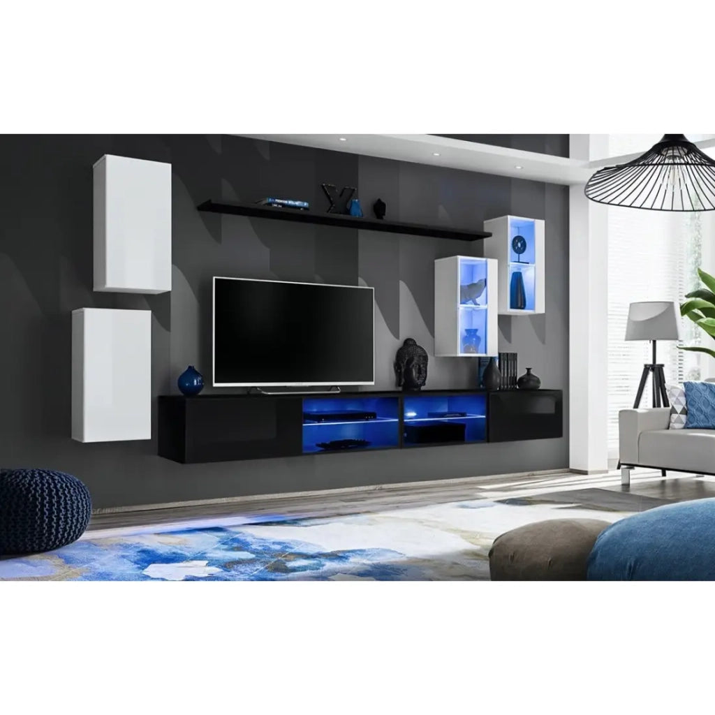 Set di mobili da salotto SWITCH XXV design, colore bianco e nero.