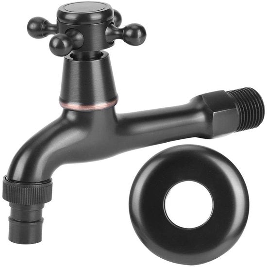 Acquasplash - Cassetta di Scarico Antica in Ottone - Per Lavatrice/Doccia - Flessibile G1/2in - Resistente al Tempo - Prova di Qualità e Impermeabile - Rubinetto
