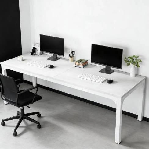 Tavolo rettangolare moderno 200x70x75 cm in MDF e metallo; bianco