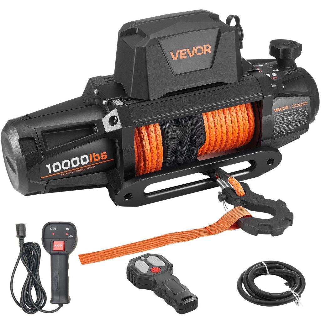 Verricello Elettrico 12V 4500 kg Robusto per Camion SUV e Rimorchi Corda Sintetica 8,9 mm x 27,4 m Telecomando IP68