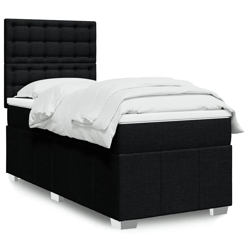 Letto singolo | Letto per adulti | Giroletto a Molle con Materasso Nero 80x200 cm inTessuto
