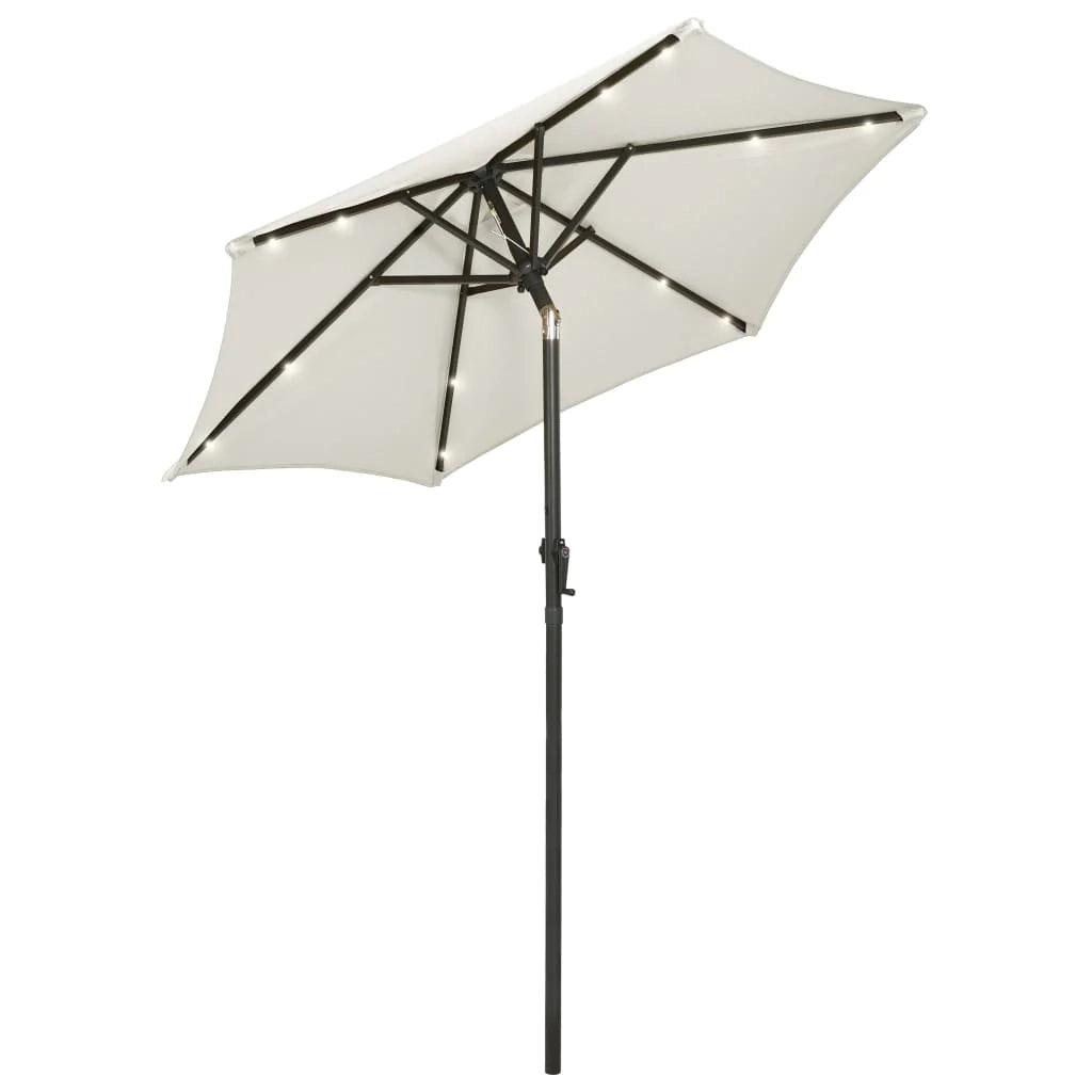 Ombrellone con luci LED 200 x 211 cm alluminio beige 02_0008093