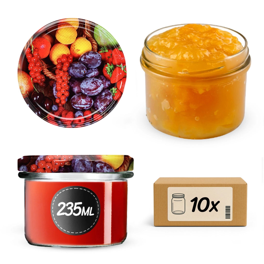 KADAX Barattoli Tartu 235ml 10pz 82mm + Coperchi "Frutta"
