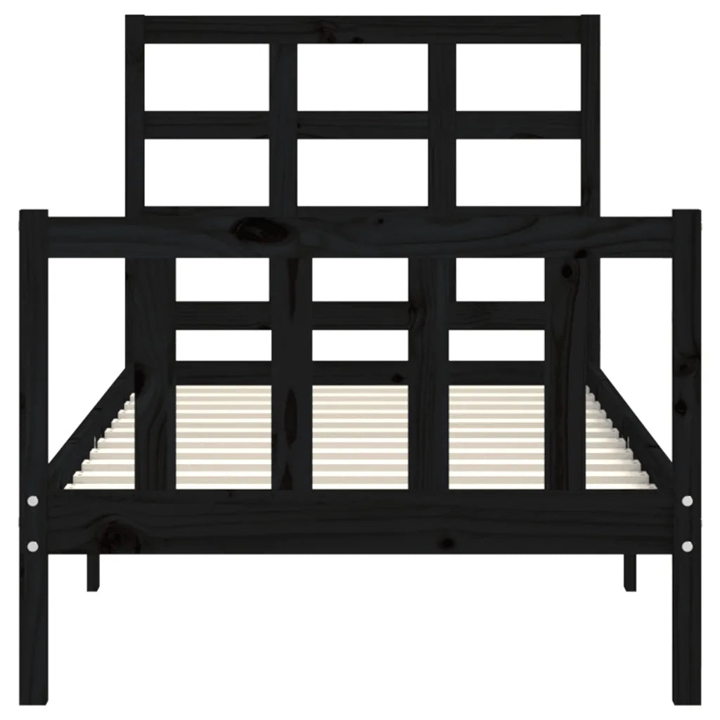 Giroletto con Testiera Nero Small Single in Legno Massello 3192065