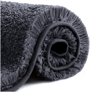 Badmat Antislip con Microvezel Pluizig, Superassorbente, Lavabile in Lavatrice, Secchezza Rapida - 50 x 80 cm (Nero)
