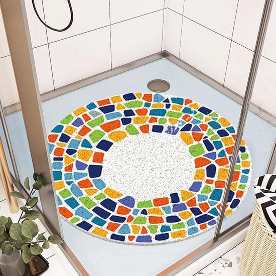 Mat antiscivolo, 60 x 60 cm, con fessure di drenaggio, morbido, con impronta digitale, luffa-pvc, mat massaggio per ambienti umidi, rapido assorbimento.