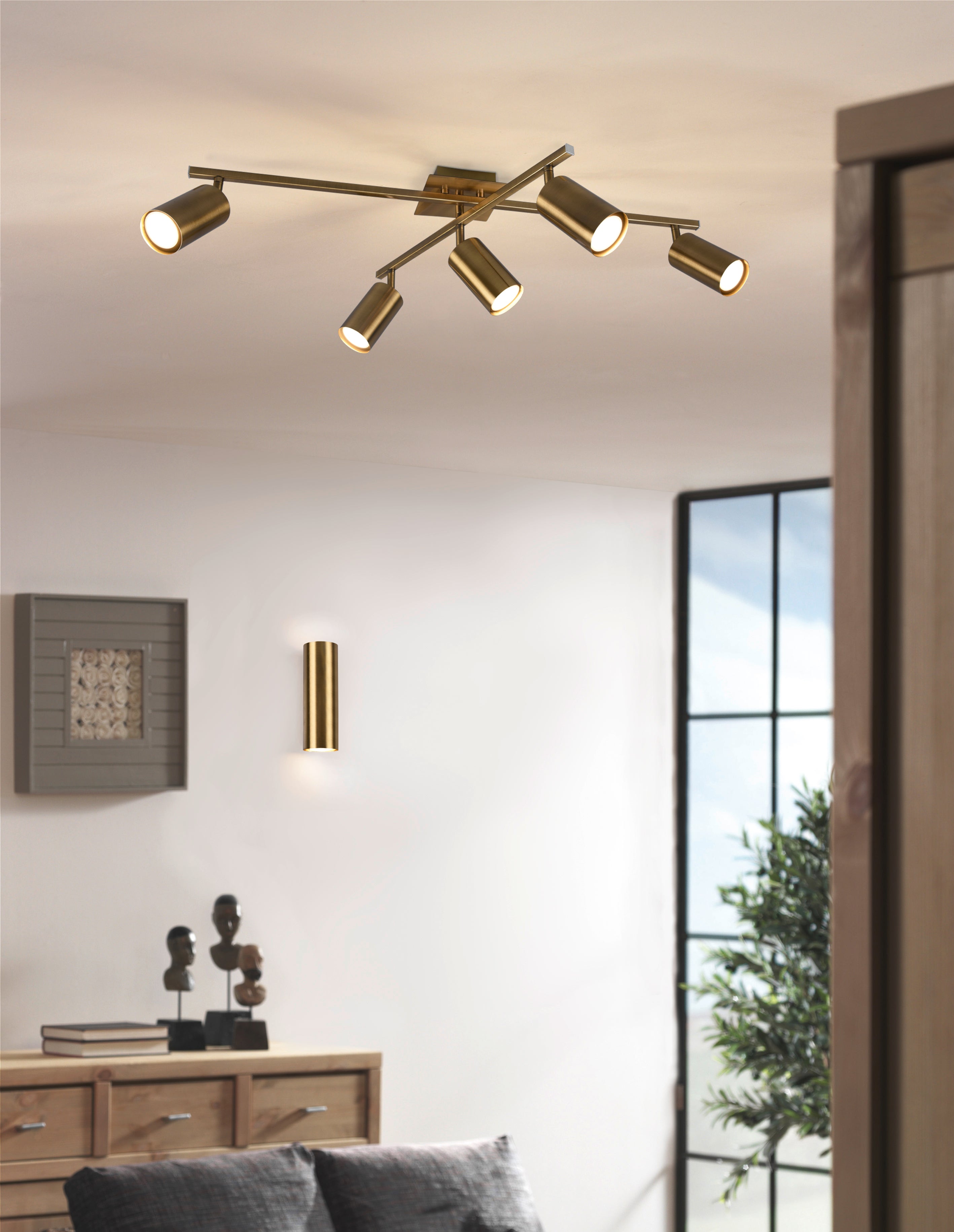 Applique da Interno a Led in Metallo Ottone Antico