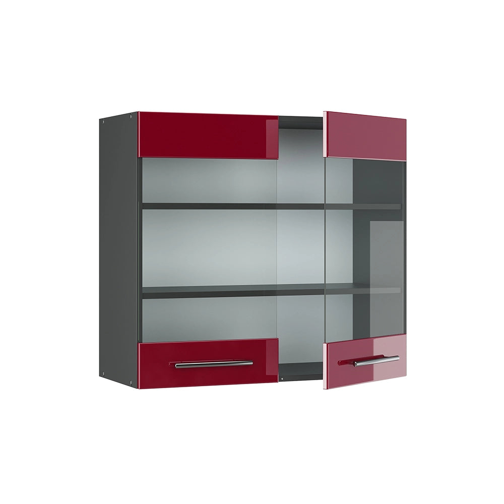 Vicco Mobile da cucina in vetro Rosso bordeaux lucido 80 cm