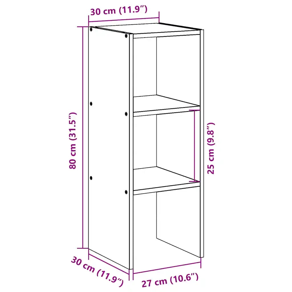 Libreria Impilabili-Scaffale per Libri-Mobile di Stoccaggio Rovere Nero 30x30x80 cm Legno Multistrato