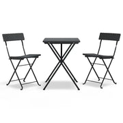 Set Pieghevole da Bistr¨° 3 pz | Set Salotto da Giardino Nero in Polyrattan