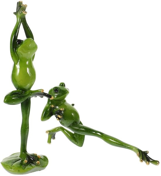 Due pezzi di decorazione per ufficio Yoga Kikker Ornamenti in resina, 9,25 pollici, creativi e stabili per la casa, la dispensa del vino e il tavolo.