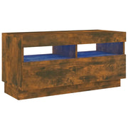 Mobile TV multimediale scaffale TV credenza mobile TV per sala da pranzo soggiorno camera da letto con luci a LED rovere affumicato 80 x 35 x 40 cm marrone 02_0026747