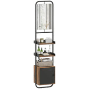 Mobiletto Bagno con Miroir, Anta e Ripiani Regolabili ¨C Zephmum ¨C Nero 40x30x179cm