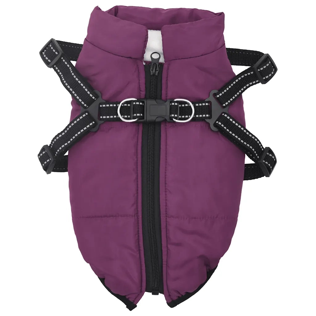 vidaXL Cappotto Cani Imbracatura Impermeabile Riflettente Viola L32