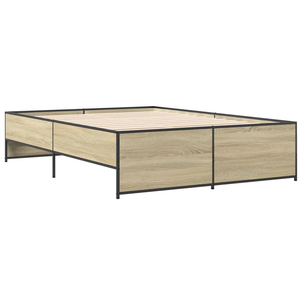 Giroletto-Struttura Letto Rovere Sonoma 140x190 cm in Legno Multistrato Metallo 544984
