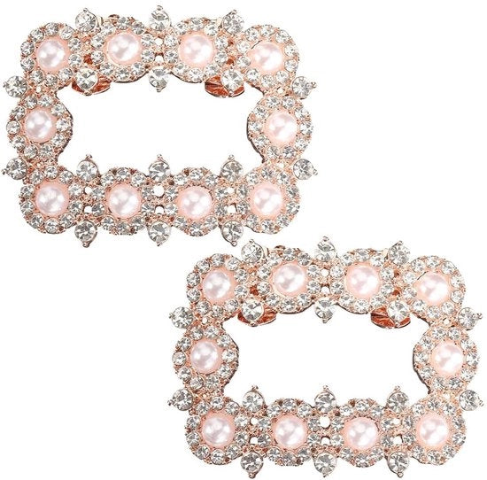 Decorazione per scarpe con clip strass - 2 pezzi - Adatta per tacchi piatti - Decorazione elegante per scarpe con clip cristalli
