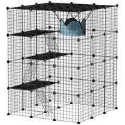 Gabbia Modulare per Gatti 4 Livelli ¨C Xylo ¨C Acciaio e PP, 105x105x140 cm, Nero