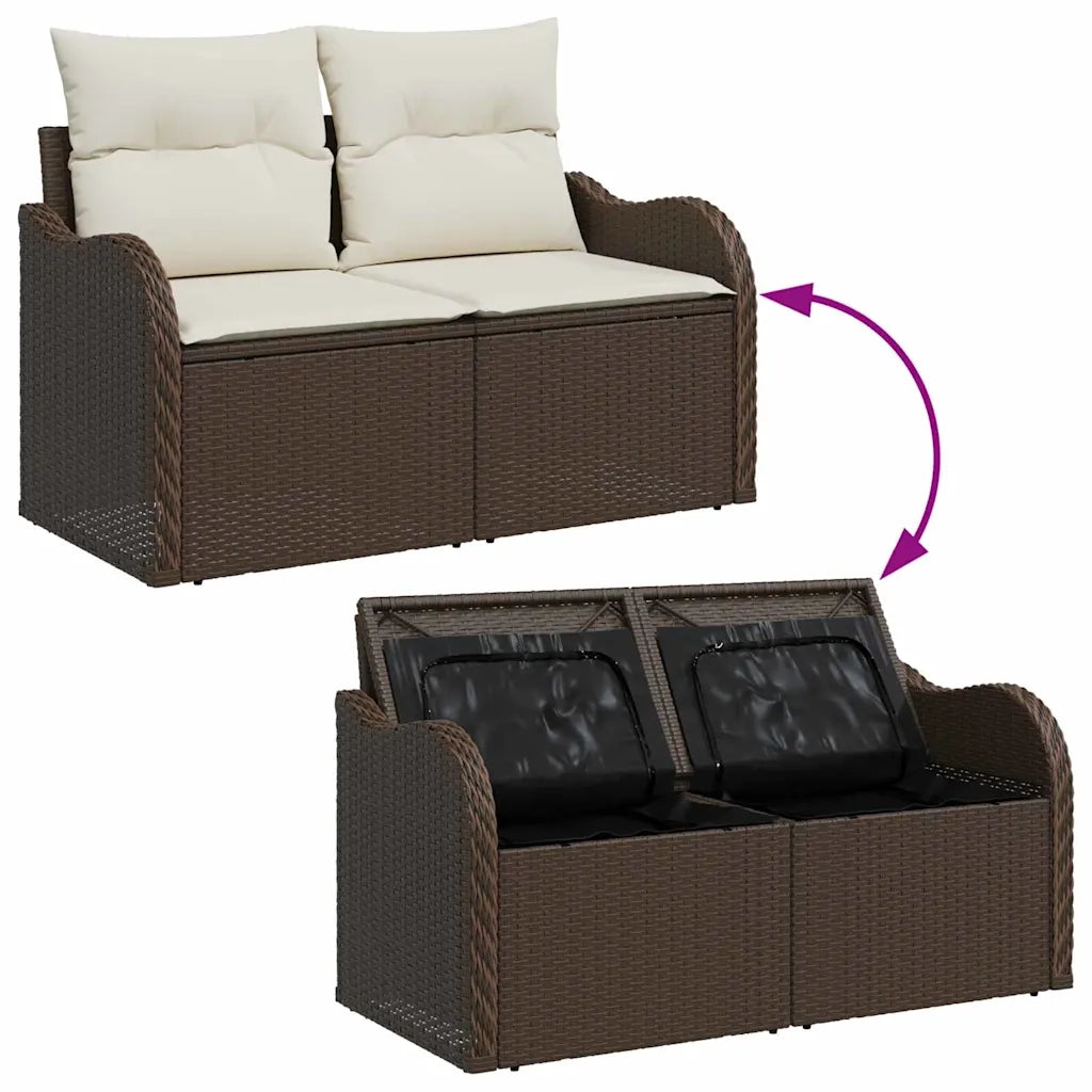 Set Divano da Giardino 6 pcs Marrone Rattan in Polipropilene 3357111