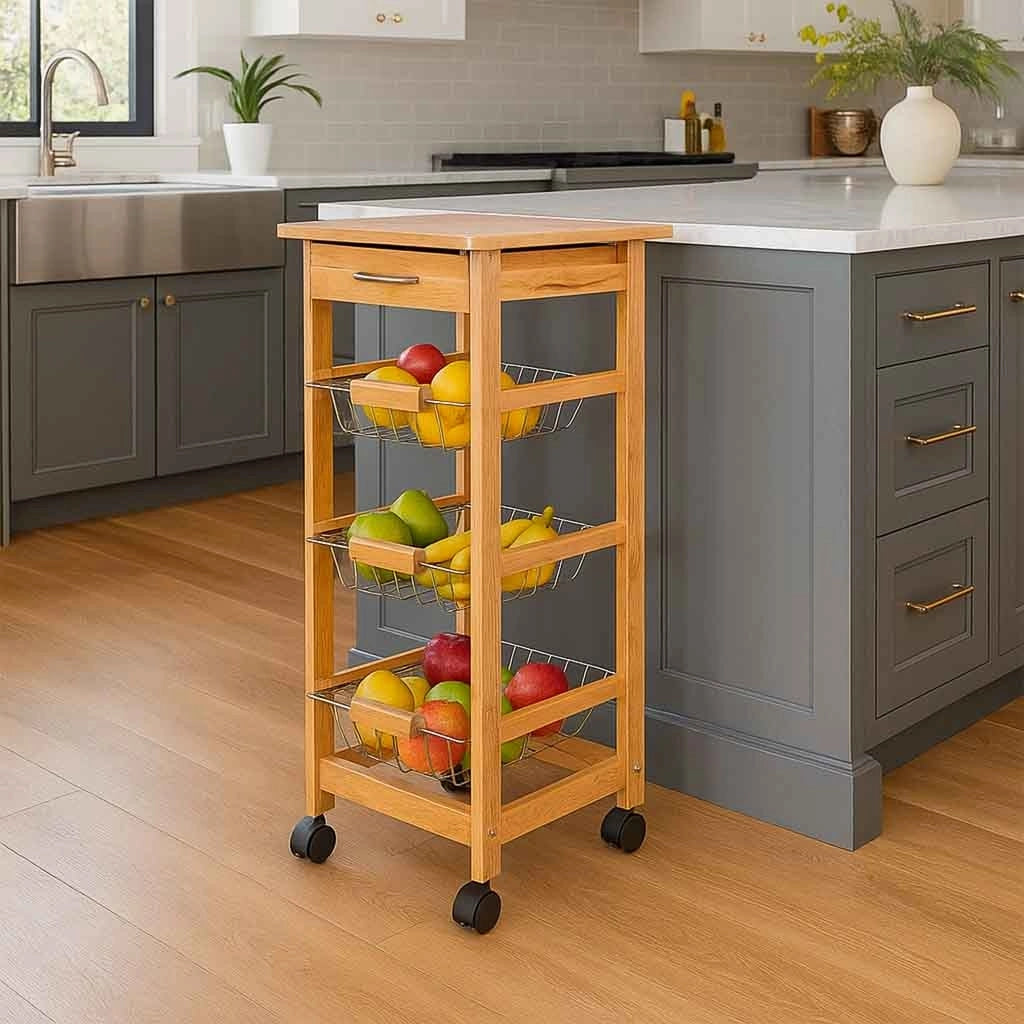 Carrello cucina in legno 37x37x81,5h cm marrone