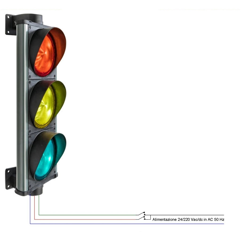 SEMAFORO ROSSO GIALLO VERDE 24 LED Ø 141 mm 24/220V IP66 Securvera SV-SLTSTLRVRE