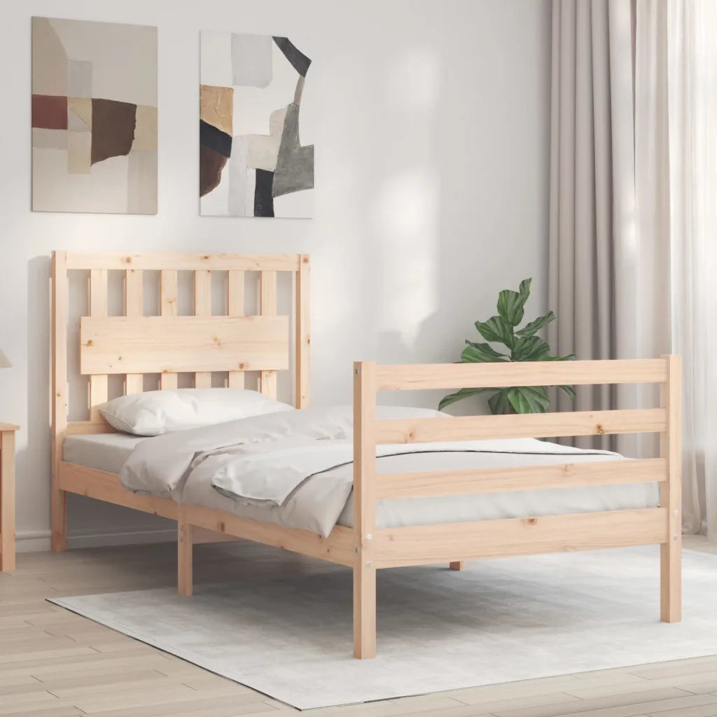 Giroletto con Testiera Single-Struttura Letto in Legno Massello 999229
