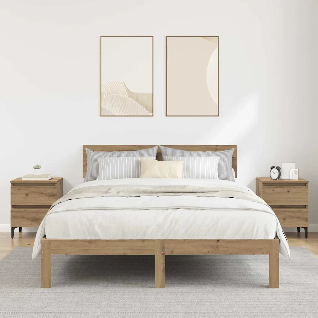 Armadio da Notte 2 pz Rovere artigianale 40 x 35 x 50 cm 871921