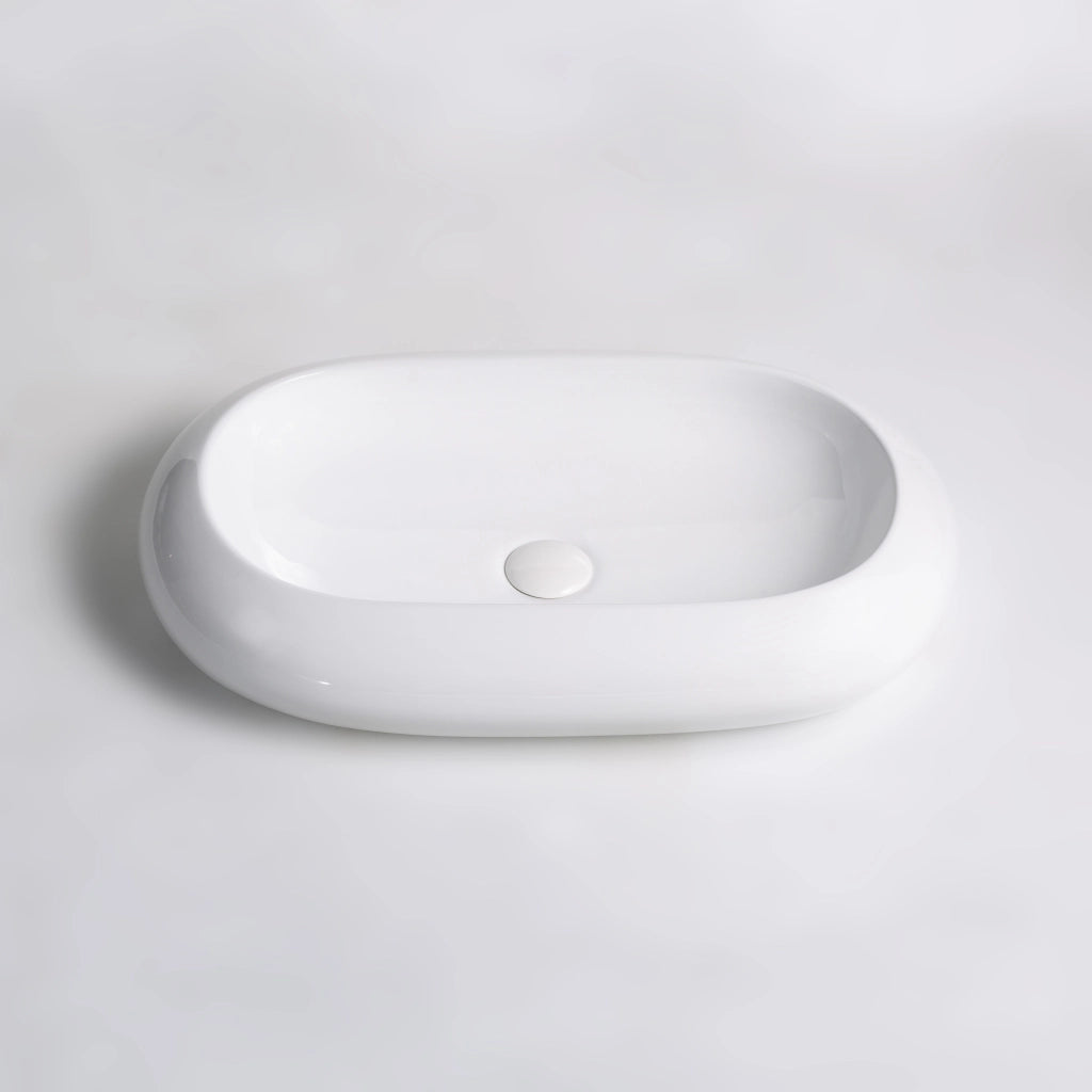 Lavabo in ceramica da appoggio bianco lucido K37 - design moderno