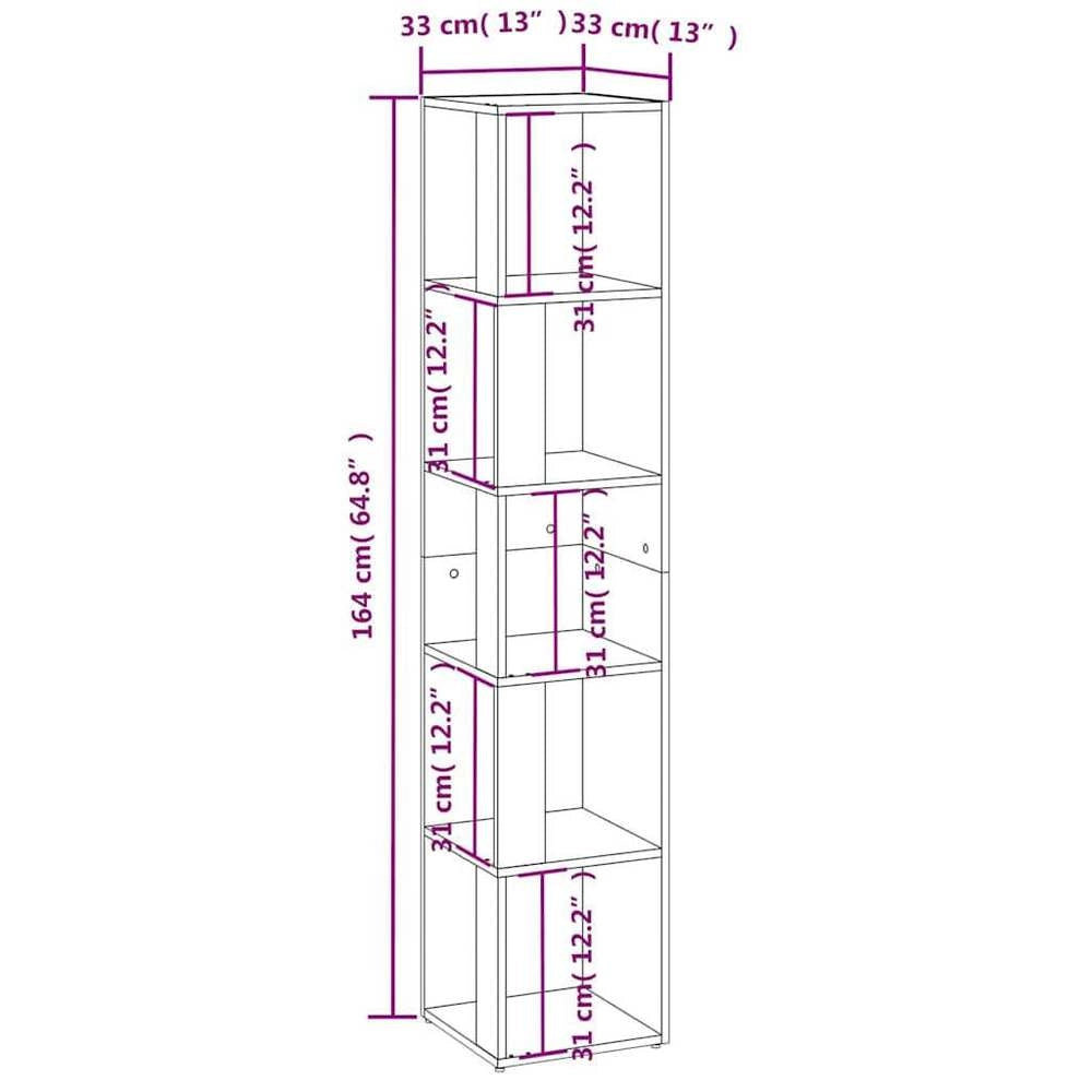 Corner Shelf Sonoma Oak 33x33x164.5 Cm Wood-based Material
