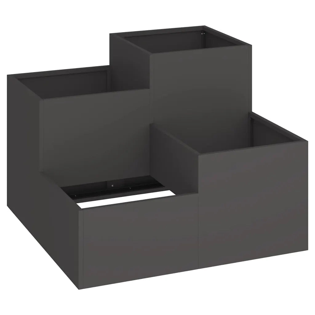 Set di 2 fioriere rettangolari dal design moderno per giardino o patio 100 x 100 x 60 cm in acciaio nero 02_0052074