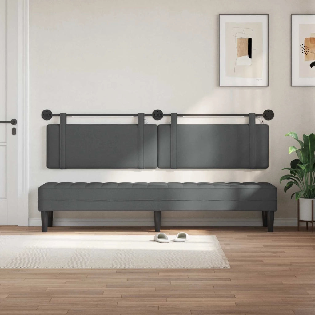 Testiera sospesa Con luce LED Grigio Scuro Tessuto