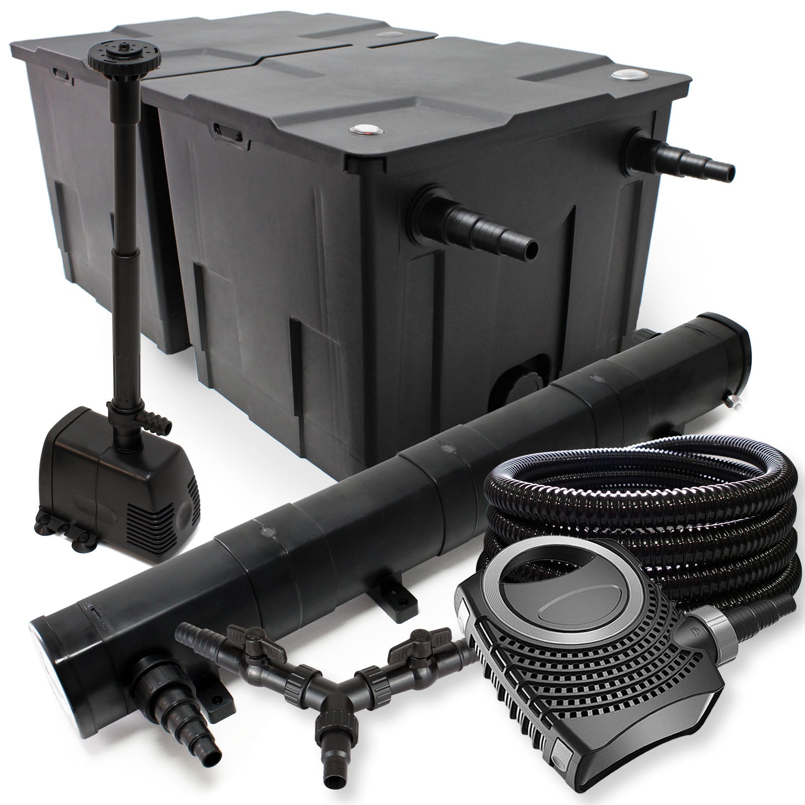 set per laghetti filtro 60000l chiarificatore 72W pompa 80W tubo 25m pompa fontana