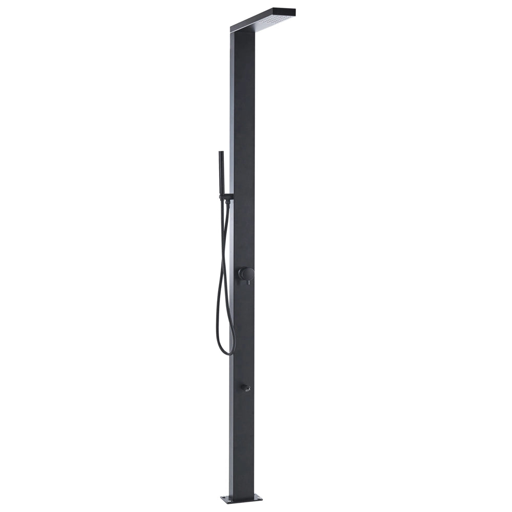 Set Doccia Miscelatore da Giardino per Esterni in Acciaio Inox Nero con Funzione Pioggia Moderno